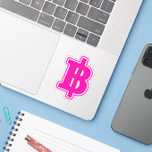 PINK BAHT SIGN ฿ Thaise ฿ Sticker (Laptop met iPhone)