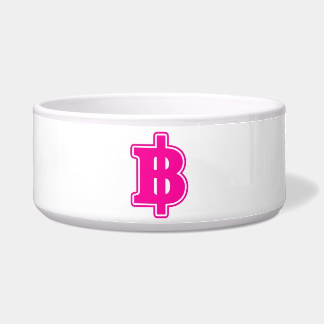 PINK BAHT SIGN ฿ Thaise ฿ Voerbakje (Voorkant)