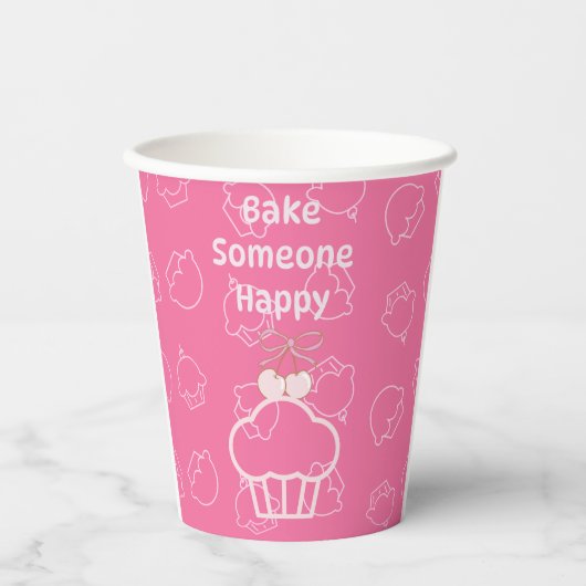 Pink bake happy papieren bekers (Voorkant)