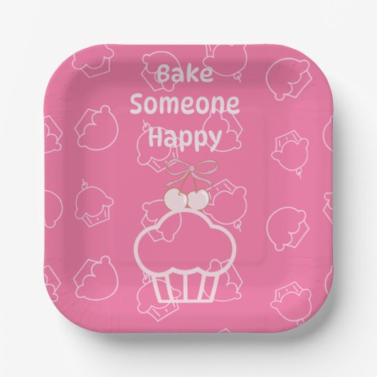 Pink bake happy papieren bordje (Voorkant)