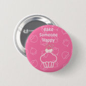 Pink bake happy ronde button 5,7 cm (Voorkant /achterkant)