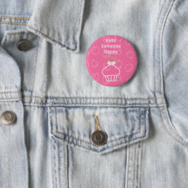Pink bake happy ronde button 5,7 cm
