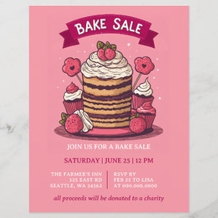 Pink Bake Sale Uitnodiging Flyer