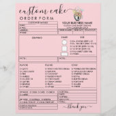 PinK Bakery Modern Illustration Cake Order Form Flyer (Voorkant)