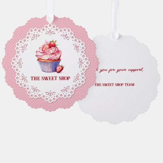Pink Bakery Packaging Tag | Customizable Ornament Kaart (Voorkant / Achterkant)