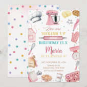 Pink Baking Girl Chef Cake Birthday Kaart (Voorkant / Achterkant)