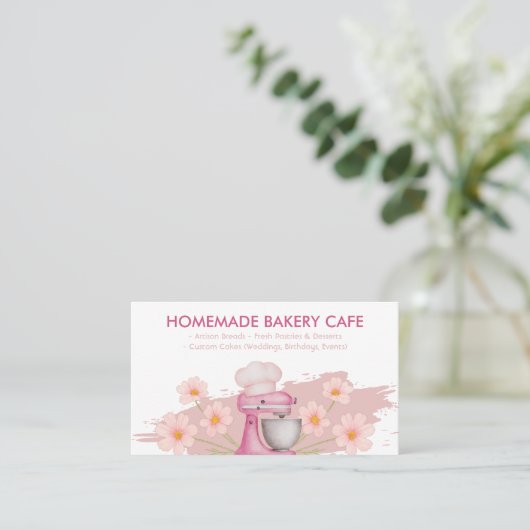 Pink Baking Utensils Bakery Baker Visitekaartje (Staand voorkant)