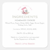Pink Baking Utensils Bakery Ingredient Product Vierkante Sticker (Voorkant)