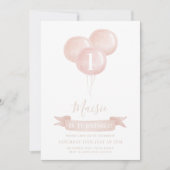 Pink Balballonmeisje 1e verjaardag  Kaart (Voorkant)