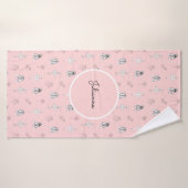 Pink Ballerina and Flowers Badhanddoek (Badhanddoek)