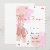 PINK BALLERINA BIRTHDAY INVITATION FOR GIRLS KAART (Voorkant / Achterkant)