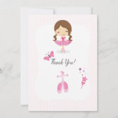 Pink Ballerina Birthday Party Bedankkaart (Voorkant)