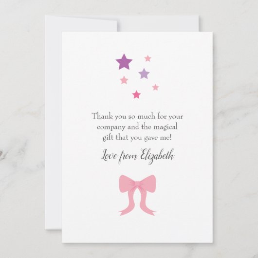 Pink Ballerina Birthday Party Bedankkaart (Achterkant)