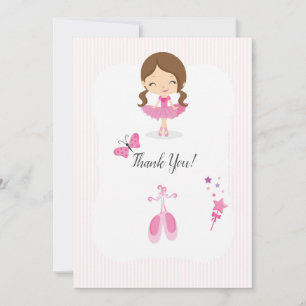 Pink Ballerina Birthday Party Bedankkaart