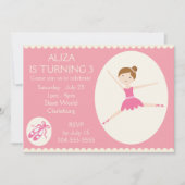 Pink Ballerina Birthday Party Kaart (Voorkant)