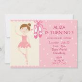 Pink Ballerina Birthday Party Kaart (Voorkant)