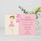 Pink Ballerina Birthday Party Kaart (Staand voorkant)
