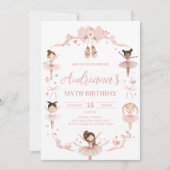 Pink Ballerina Birthday Party Kaart (Voorkant)