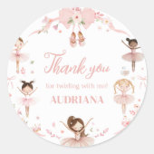 Pink Ballerina Birthday Party Ronde Sticker (Voorkant)