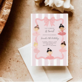 Pink Ballerina Dance & Twirl Birthday Invitation Kaart