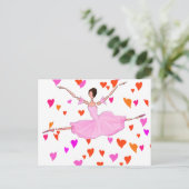 PINK BALLERINA DANCING AND JUMPING BRIEFKAART (Staand voorkant)