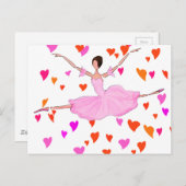 PINK BALLERINA DANCING AND JUMPING BRIEFKAART (Voorkant / Achterkant)