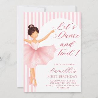 Pink Ballerina Girl birthday Party Invitation Kaart