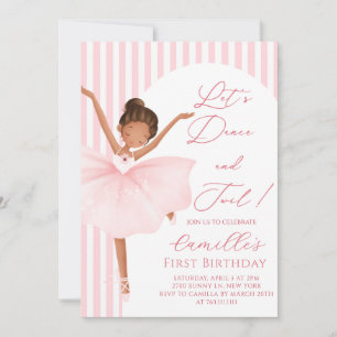 Pink Ballerina Girl verjaardag Uitnodiging