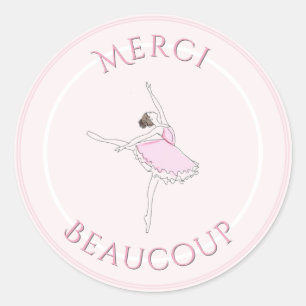 Pink Ballerina Hartelijk dank Merci Birthday Party Ronde Sticker