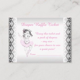 Pink Ballerina Luier Raffle Ticket Informatiekaartje