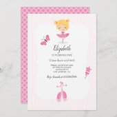 Pink Ballerina Party Kaart (Voorkant / Achterkant)
