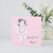 Pink Ballerina Princess Baby shower Kaart (Staand voorkant)