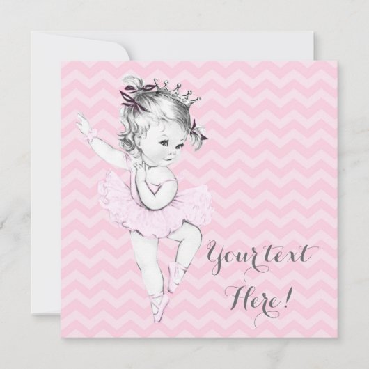 Pink Ballerina Princess Baby shower Kaart (Voorkant)