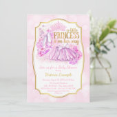 Pink Ballerina Princess Baby shower Uitnodiging (Staand voorkant)