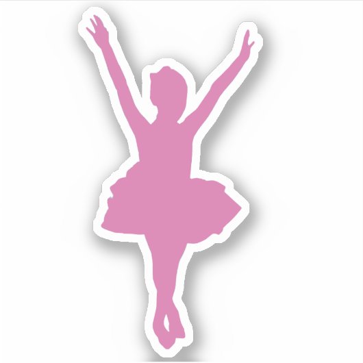 Pink Ballerina silhouette Sticker (Voorkant)