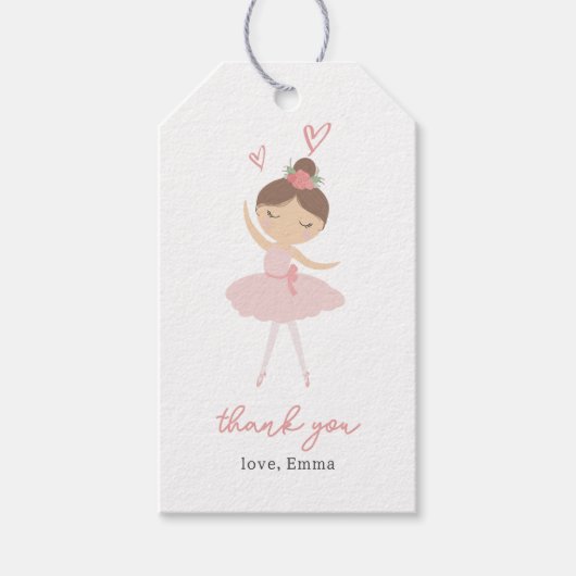Pink Ballerina Thank you Cadeaulabel (Voorkant)