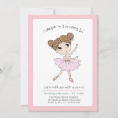 Pink Ballerina Tiny dancer Girl's Birthday Party Kaart (Voorkant)