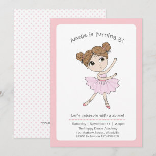 Pink Ballerina Tiny dancer Girl's Birthday Party Kaart