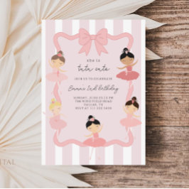 Pink Ballerina Tutu Cute Birthday Invitation Kaart