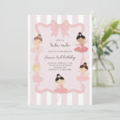 Pink Ballerina Tutu Cute Birthday Invitation Kaart (Staand voorkant)