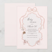 Pink Ballerina Whimsical Baby Shower  Kaart (Voorkant / Achterkant)
