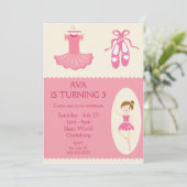 Pink Ballet Dancer Birthday Party Kaart (Staand voorkant)