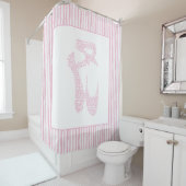 Pink Ballet Pointe Shoe Typography  Douchegordijn (In situ)