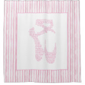 Pink Ballet Pointe Shoe Typography  Douchegordijn (Voorkant)