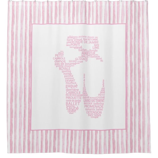 Pink Ballet Pointe Shoe Typography  Douchegordijn (Voorkant)