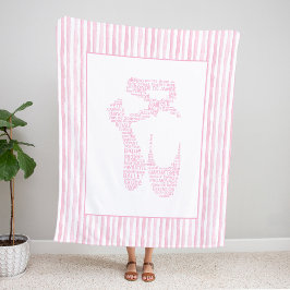 Pink Ballet Pointe Shoe Typography Fleece Deken