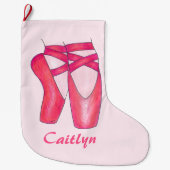 Pink Ballet Pointe Toe Shoe Dancer Ballerina Dance Grote Kerstsok (Voorkant)