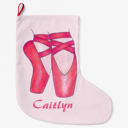 Pink Ballet Pointe Toe Shoe Dancer Ballerina Dance Grote Kerstsok (Voorkant)