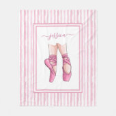 Pink Ballet Shoes with Watercolor Stripes Fleece Deken (Voorkant)
