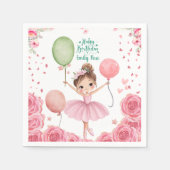 Pink Ballet Theme with Name & Balloons Servet (Voorkant)
